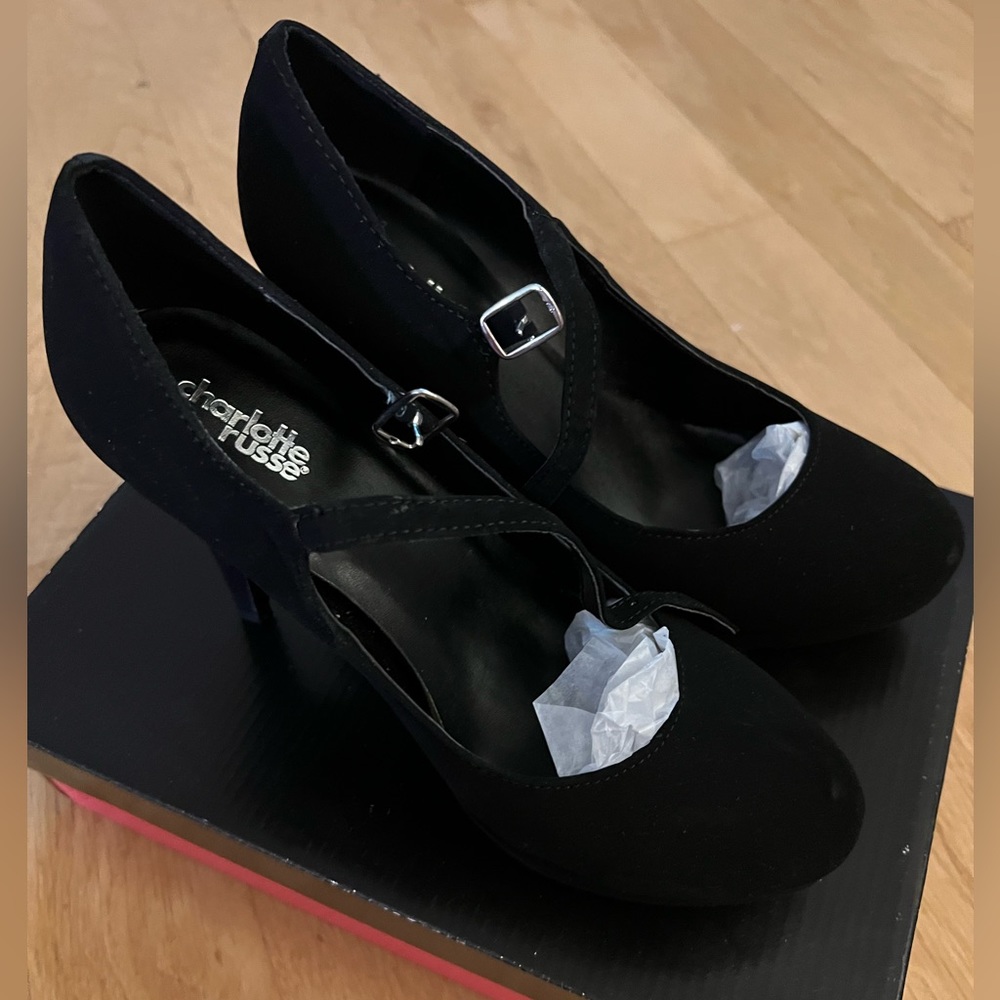 New Women’s Charlotte Russe 4” Black Heels, Size 8